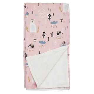 ahtty blanc 棉質超細纖維兒童毛毯 - 親膚舒適 White Bear Pink, Whie Bear Pink