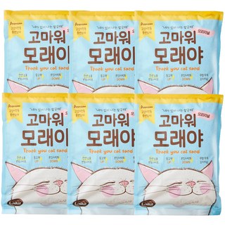 라이킷간식 응고형 고마워모래야 고양이 벤토나이트 오리지널, 3kg, 6개, 무향