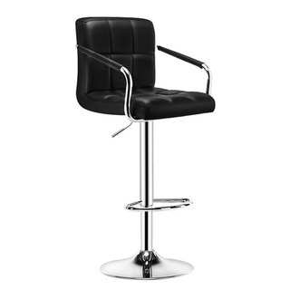 E-home Hanson 漢森 方格扶手吧檯椅, 黑色, 1個