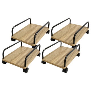 KI WISH 居家生活 主機架 烏龜車 附框 橡木紋 E1合成板 台灣製造 360度輪子, 4個