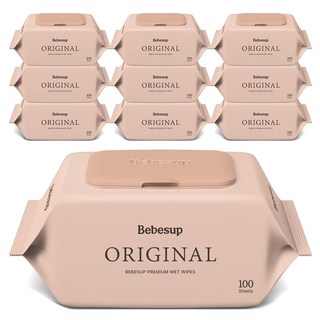 베베숲 오리지널 유아물티슈 캡형, 50g, 100매, 10개