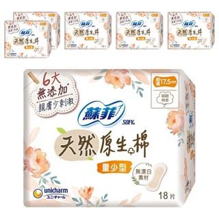 SOFY 蘇菲 天然原生棉 衛生棉, 量少型 17.5cm, 18片, 6包