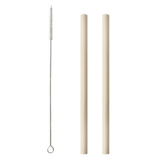 PUKU 藍色企鵝 午茶蛋捲矽膠吸管組 21cm 耐熱120℃ 附清潔刷, 2支, 1組