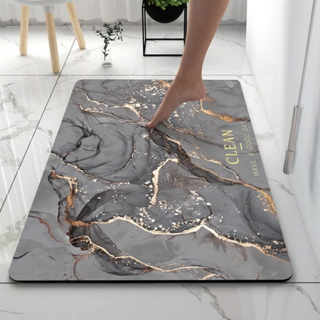 大理石北歐輕奢硅藻泥地墊, 50 x 80cm, 水墨灰, 1個