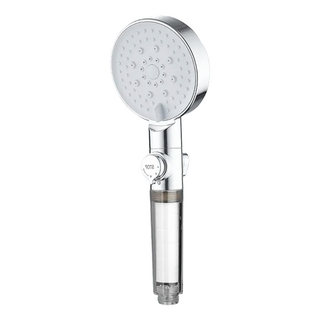 12公分超大面板一鍵控制淨水省水蓮蓬頭 ABS材質 83個出水孔 矽膠軟膠頭, 銀色, 1個