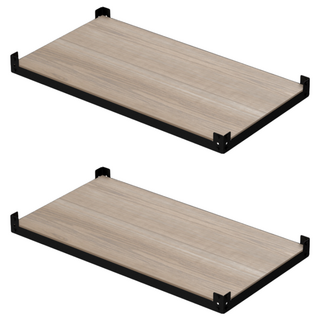 KI WISH 居家生活 單層角鋼層板 76x46公分 5mm雙面木紋 單層荷重60公斤 台灣製, 黑色, 2個