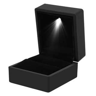 SOLARFRI 方型LED燈 鑽戒指盒 求婚 情人節禮物 黑色, 1個