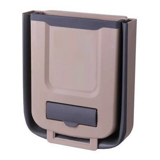 德德小品集 懸掛式可折疊垃圾桶 米咖色, 加大款, 9L, 1入