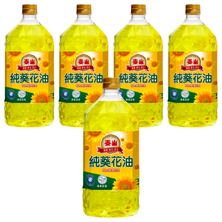 泰山 純葵花油，89%不飽和脂肪酸，耐高溫220°C，富含維生素E, 2L, 5瓶