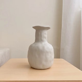 侘寂風陶瓷花瓶擺件, 胖胖瓶身款 白色