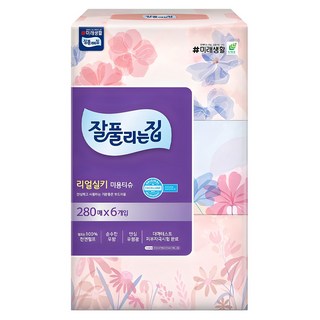 잘풀리는집 천연펄프 미용티슈 2겹, 280매, 6개