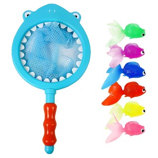 鯊魚撈網金魚洗澡玩具組, 混色, 1組
