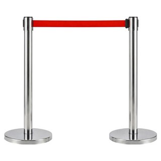 스텐 벨트차단봉 실속 일체형, 실버 + 레드, 2개