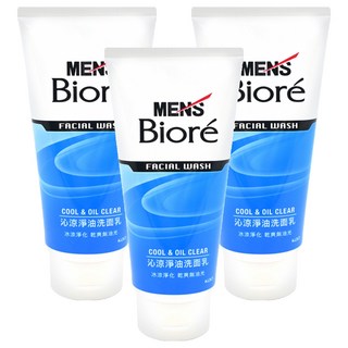 MEN's Biore 男性專用沁涼淨油洗面乳 乾爽無油光, 100g, 3件
