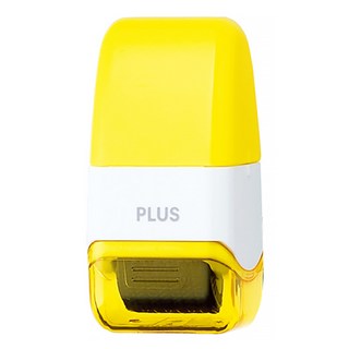 PLUS 普樂士 迷你滾輪個人資料保護章 IS-520CM, 黃色, 1個, 黑色