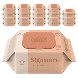 코멧 저자극 시그니처 아기물티슈 엠보싱 캡형 더마테스트 인증, 55g, 100매, 20개