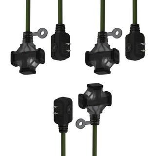 SUN JAKE 永旭電工 3插座耐熱動力軟線, 0.6m, 軍綠色, 3條