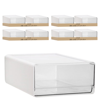 comet 家用透明抽屜多功能收納盒 中型, 白色, 8個