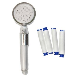 FAmILyLIFE 生活 極淨水3層過濾可調節省水除氯蓮蓬頭 蓮蓬頭 + 替換濾心 13件組 蓮蓬頭24.5 x 8 x 4.5cm 過濾棉8.6 x 1.5cm, 透明銀, 1組