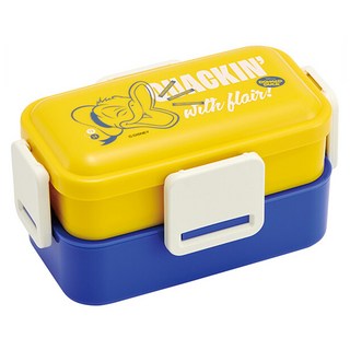 Skater 銀離子四扣雙層便當盒, 唐老鴨 黃色 + 藍色, 1個