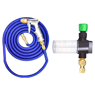 德利生活 水管槍 7.5/15米伸縮水管+純銅加壓水槍+萬用接頭+泡沫罐, 1個