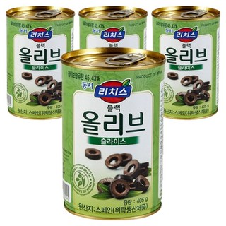 동서 리치스 슬라이스 블랙 올리브, 405g, 4개