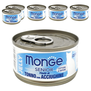 monGe 瑪恩吉 倍愛滿滿 高齡貓 膳鮮貓罐, 鮪魚+鯷魚, 80g, 6罐