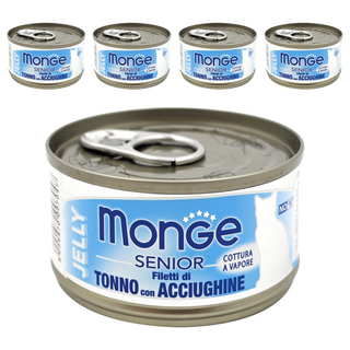 monGe 瑪恩吉 倍愛滿滿 高齡貓 膳鮮貓罐, 鮪魚+鯷魚, 80g, 5罐