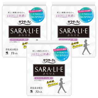 KOBAYASHI 小林製藥 SARALIE 白色花束護墊 日本原裝進口 獨家快乾成份 常保乾爽 透氣性佳 使用不感黏膩, 14 x 5.7cm, 72片, 3包