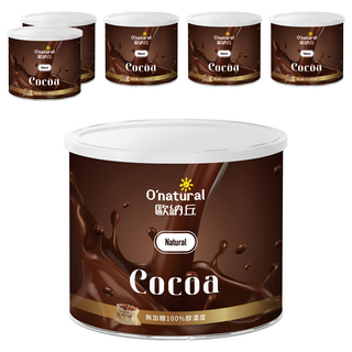 O'natural 歐納丘 純天然可可粉, 無添加砂糖 100%醇濃度, 150g, 1罐, 6罐