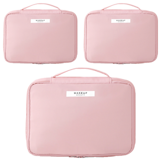 高顏質便攜式旅行化妝包, 粉色, 3個
