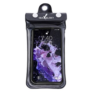 Hisato 手機防水袋 iPhone/三星/OPPO/小米/ASUS 適用6.5吋內 氣囊款 M, 透黑, 1個