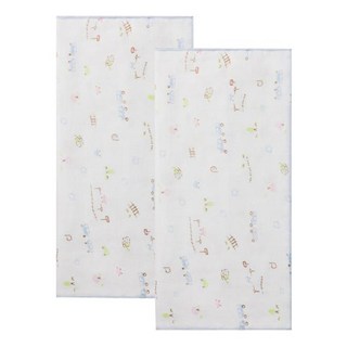 Combi 康貝 純棉柔紗 澡巾 快樂車車, 藍色, 2條