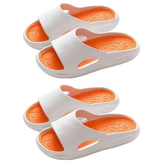 潮酷厚底拖鞋，休閒軟膠材質，防滑大底設計，36-45尺碼, 44-45, 白橙色, 2雙