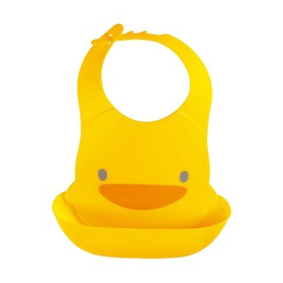PiYOPiYO小鴨多段式防水圍兜適用年齡4個月+可調整, 黃色, 1件