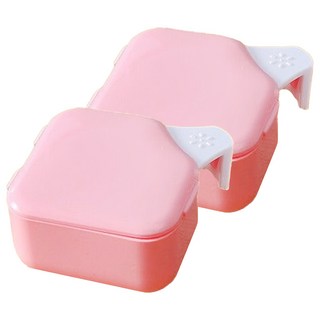其他 日式假牙套清潔雙層浸泡盒-粉 (假牙清潔、假牙收納、雙層設計、瀝水籃), 1入, 2個