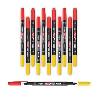 펜맥스 양면 컴퓨터용 사인펜 레드 + 블랙, 혼합색상, 12개