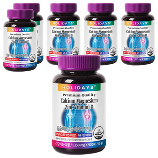 HOLIDAYS 鈣+鎂+鋅+維他命D保健錠, 90顆, 6罐