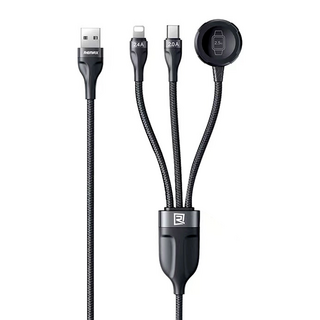 REMAX 睿量 RC-C169 多功能免升級三合一快充充電線 2.4A 1.2M, 黑色, 1個