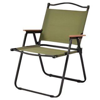 理享家 house+ 克米特折疊椅 加大款 櫸木手把, 舒適戶外休閒椅, 露營野餐必備, 黑管 + 綠布, 1個