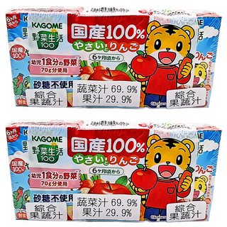 KAGOME 可果美 幼兒綜合蔬菜&蘋果汁100ml*6瓶，寶寶健康飲品首選, 100ml