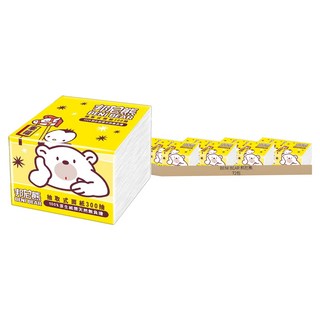 BENI BEAR 邦尼熊 抽取式柔式紙巾 黃版 300抽 100%原生紙漿 72包, 1入