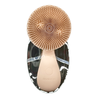 MUNICHI 沐尼黑 親膚磁珠潔面儀, 食品級矽膠/ABS/磁珠, IPX7防水, 帶磁吸充電底座, 奶茶杏