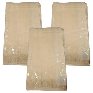 來福牌HS0524緞條素色毛巾 34x79cm 台灣製造 純棉親膚 吸水速乾, 鵝黃色, 3入
