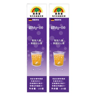 SUNLIFE 森萊富 維他命鎂Mg+B6 橘子口味, 20顆, 80g, 2盒