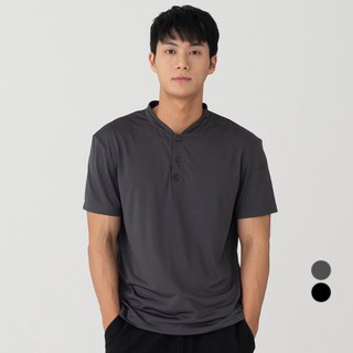 CARET 男士標準版型涼感短袖亨利領襯衫