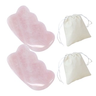 Hoscus 薔薇石英刮痧工具+收納袋, 2個, 浪潮