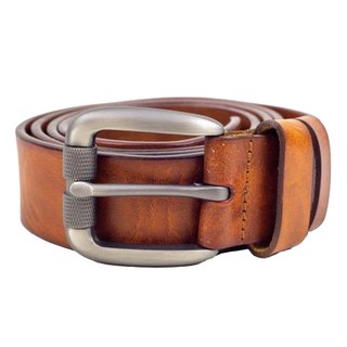 LIKEHOUSE 真皮頭層植鞣牛皮帶 男士格紋合金針釦皮帶 LL105, 寬 3.5cm, 深咖色, 1條