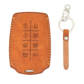 CHAMOA 가죽 스마트키케이스 더올뉴제네시스 G80 GV80, 탄+니켈사틴, MH135