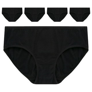 BASE ALPHA ESSENTIALS 女性日常棉質彈性內褲 5件組, 黑色